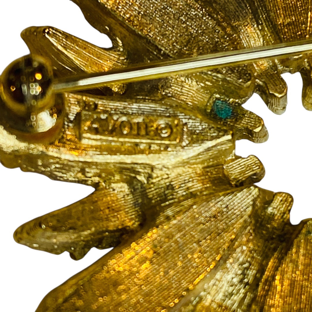 Signed Avon Vintage Textured Flower Brooch Pin 2.4 Inch Diameter