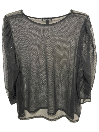 3X INC Womens Shirt Sheer Long Sleeve Glitter Shimmer Polka Dots