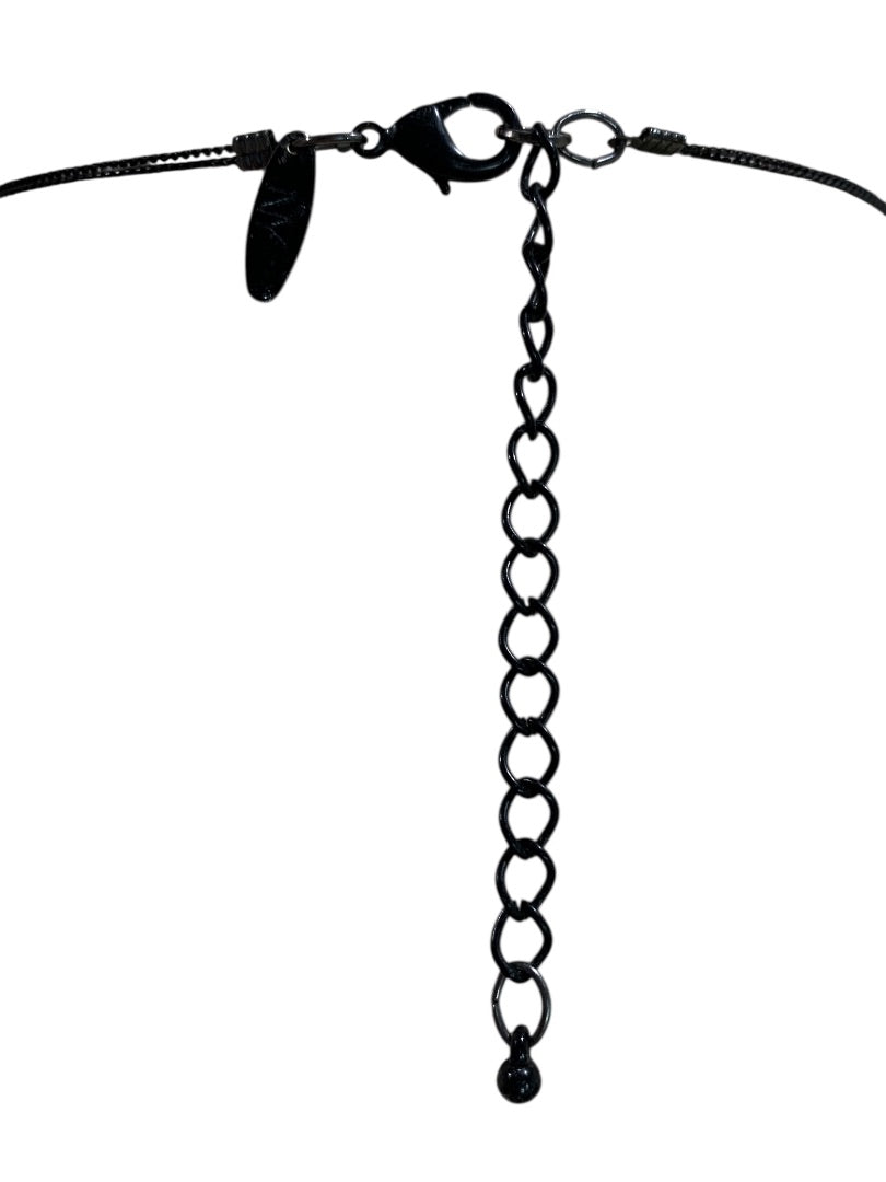 NY Double Strand Black Clear Beaded Necklace 36-40 Inch Lobster Clasp