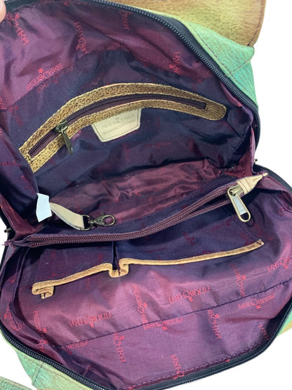 Anuschka Flower Leather 3 Compartment Shoulder Bag Hand-Painted USA