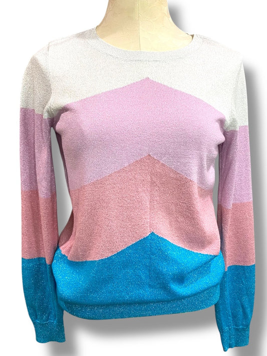 Medium INC International Concepts Womens Color Block Metallic Sweater
