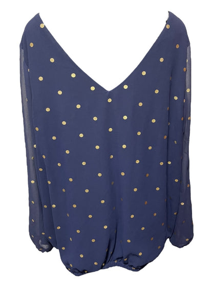3X Torrid Polka Dot Chiffon Womens Shirt Blouse Lattice Front V-Neck