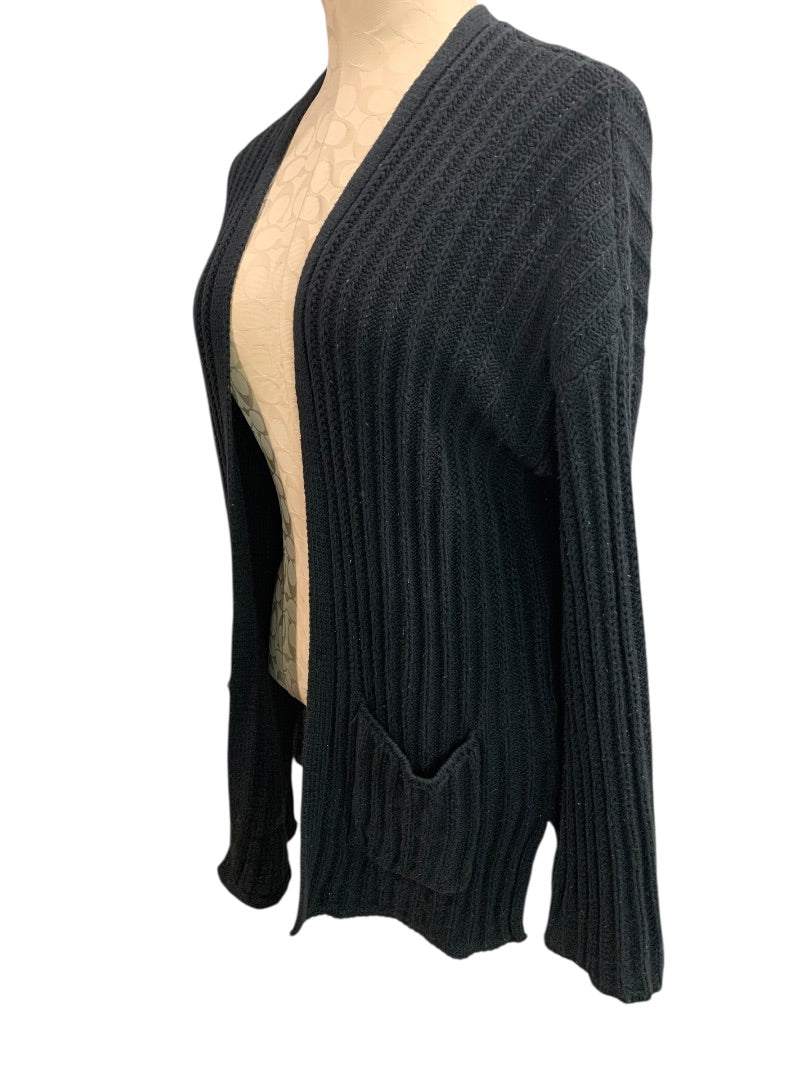 XS American Eagle Womens Black Ribbed Open Cardigan Sweater