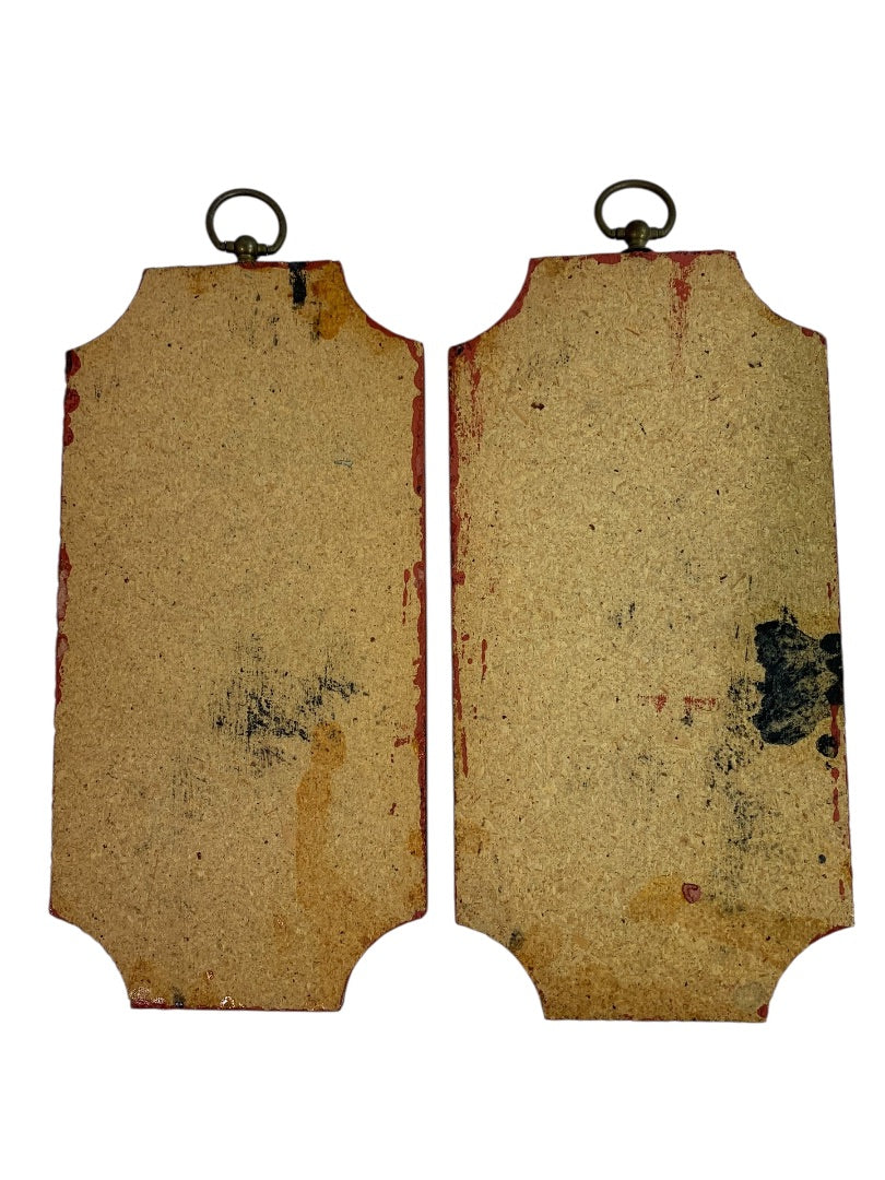 Vintage Revolutionary War Officers Wooden Decoupage Set of 2 Wall Plaques