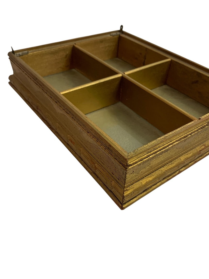 Antique Wooden Dresser Box Mirrored Lid Le Boudoir 9.5" x 7.5"