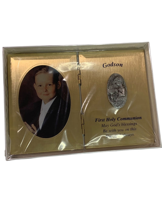 Godson Picture Frame First Holy Communion Tabletop Brass 5" x 7"