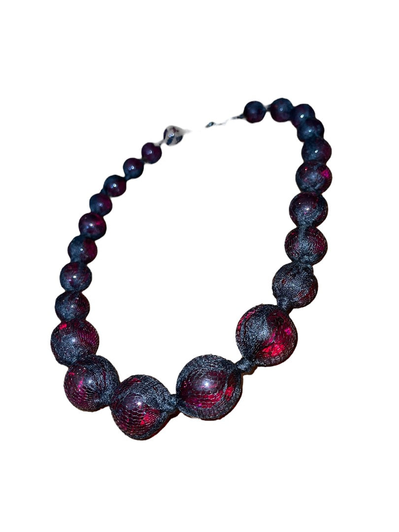 Express Black Netted Graduated Purple Sphere 28 Inch Necklace