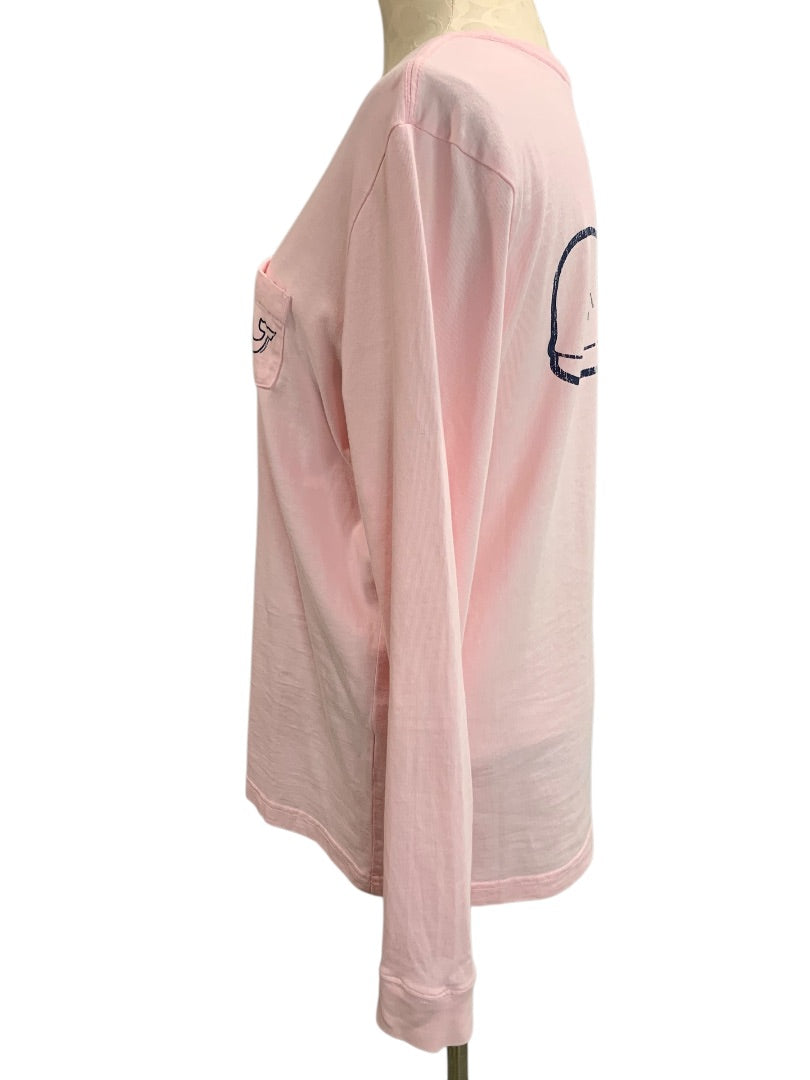 Large Vineyard Vines Womens Pink Long Sleeve Tshirt Single Pocket