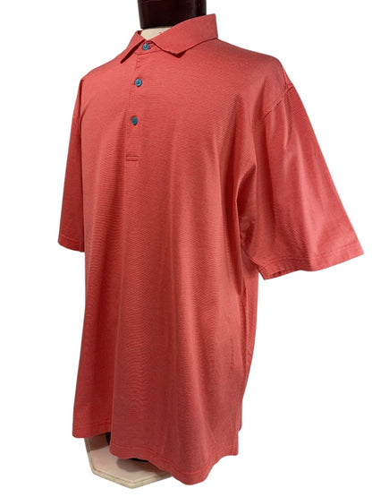 XL Peter Millar Mens Coral Stripe Golf Polo Shirt Short Sleeve