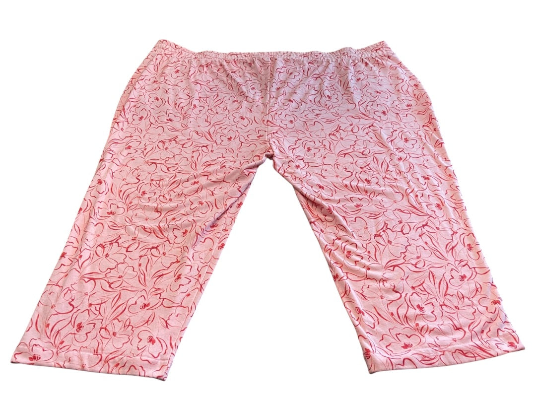 5X Any Body Elastic Waist Floral Knit Pants Pockets Pink Womens New