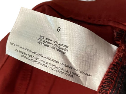 Size 6 Gloria Vanderbilt Womens Pull On Wide Leg Stretch Pants Burgundy