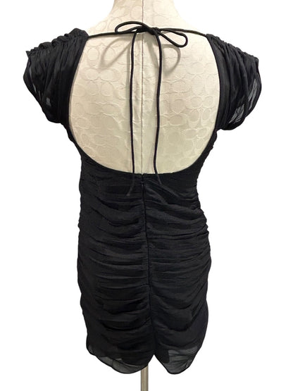 Size 6 Asos Design Black Dress Sweetheart Neckline Fitted Rouched Open Back