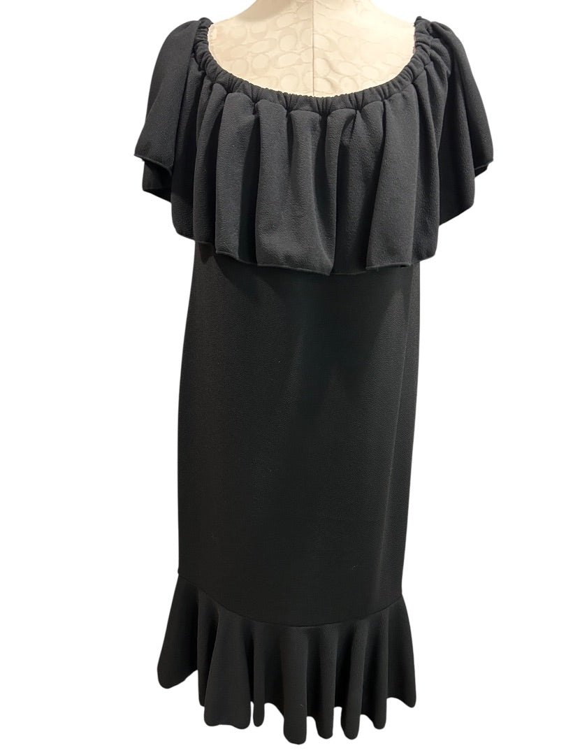 2XL LulaRoe Cici Dress New Black Off Shoulder Ruffle Bodice Hem