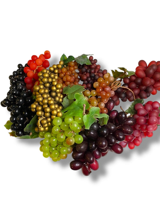 Vintage Fake Fruit 11 Bunches of Rubber Grapes Assorted Crafting