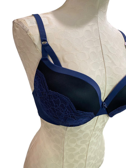 34D Maidenform Navy Blue Black Push Up & In Bra DM9900 Underwire Padded New