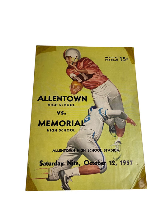 1957 Allentown High School Football Program vs Memorial October 12 PA