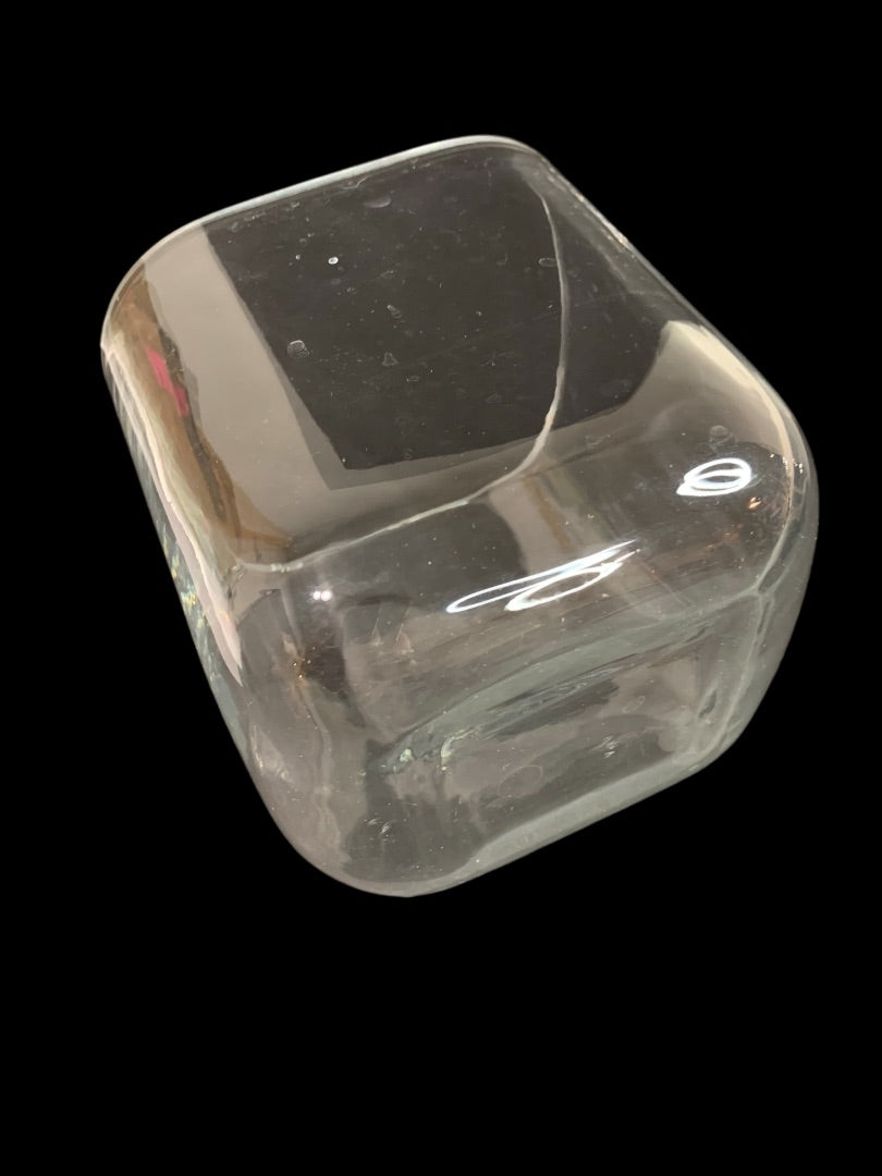 Crate & Barrel Clear Glass Vase 4.75" Cube