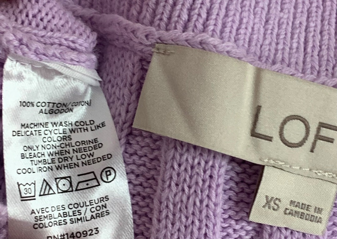 XS Loft Womens Lavender Sweater Ribbed Sleeveless