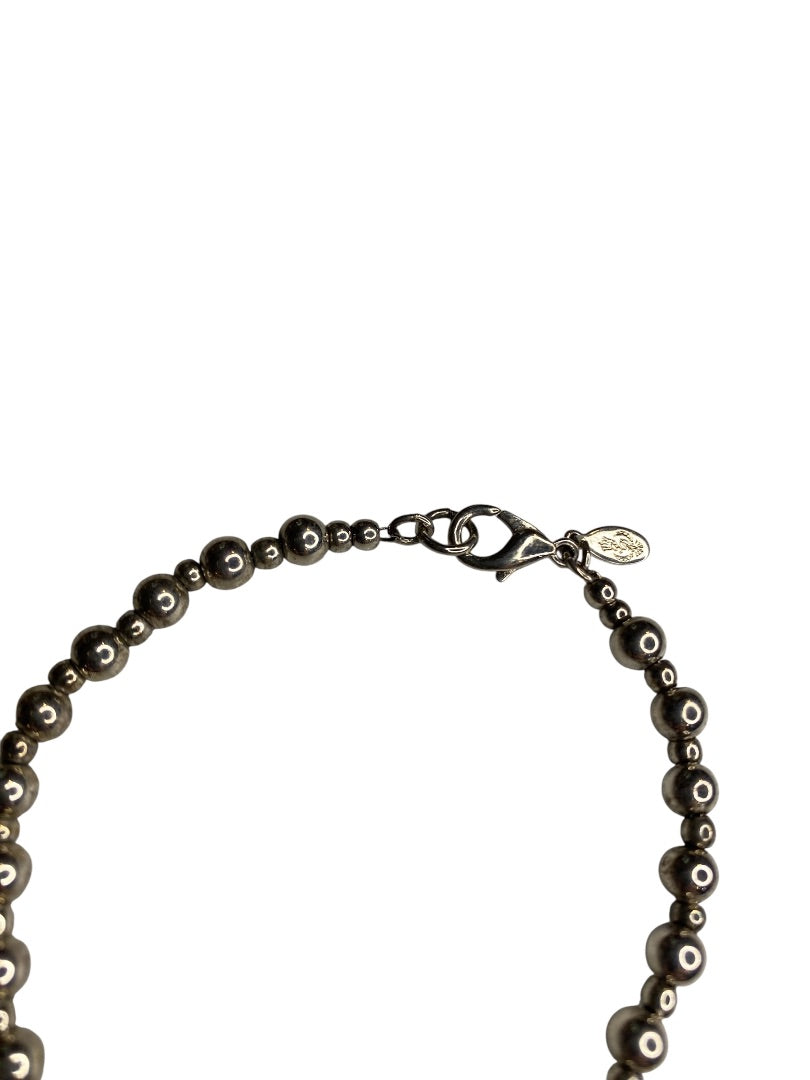 Silvertone Beaded Bracelet 7.5" Lobster Clasp