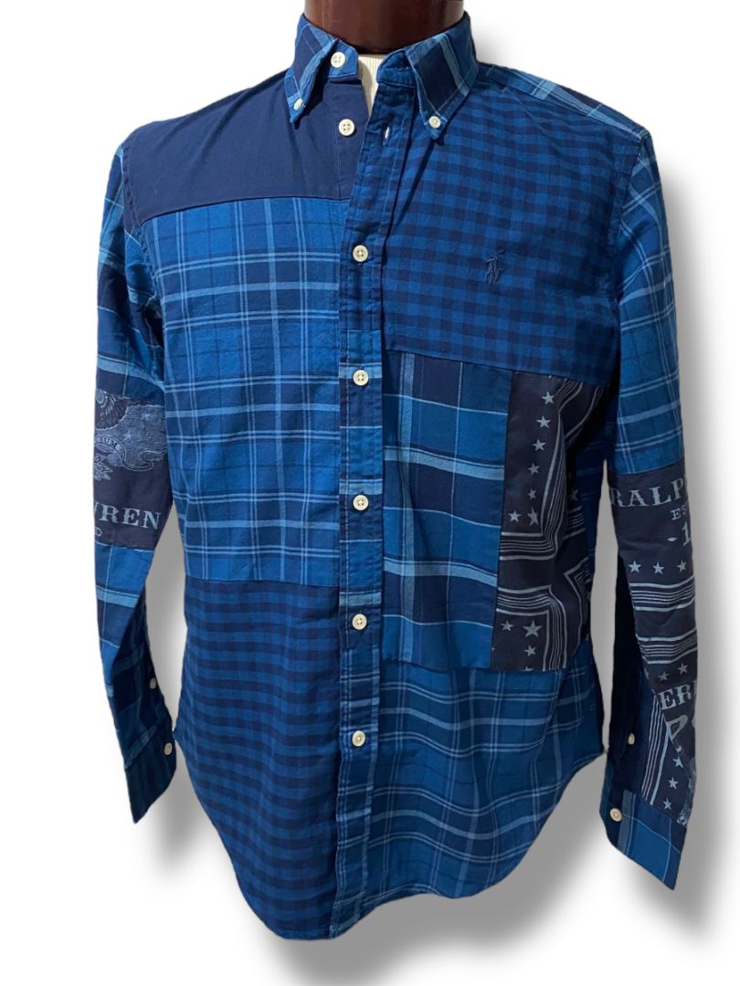 Medium Ralph Lauren Mens Button Down Patchwork Eagle Stamp Shirt
