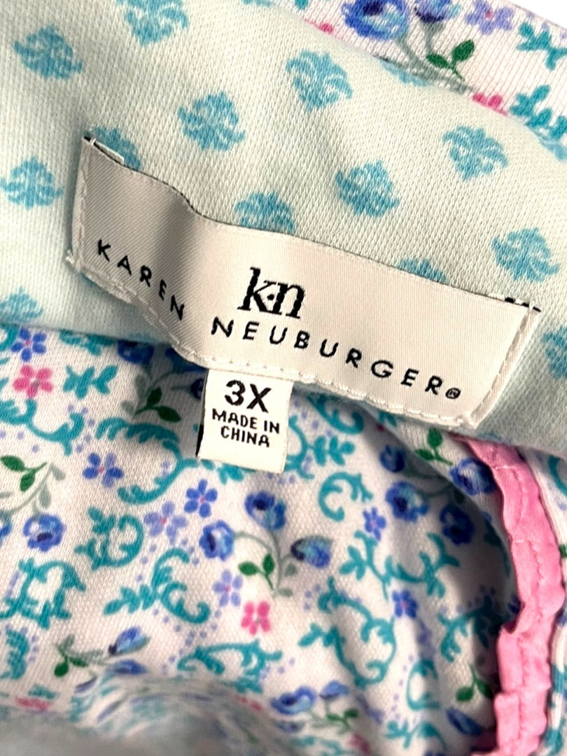 3X Karen Neuburger Floral Short Sleeve Nightgown