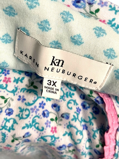 3X Karen Neuburger Floral Short Sleeve Nightgown