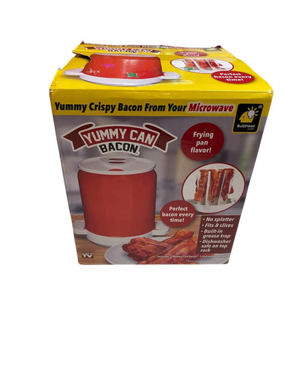 Yummy Can Bacon Microwave Cooker Crisper 8 Slices No Splatter
