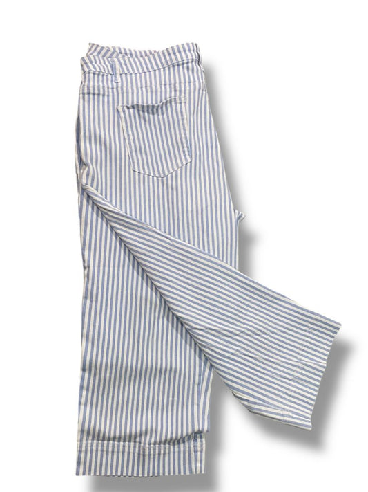 22W Coldwater Creek Womens Blue White Striped Crop Denim Pants