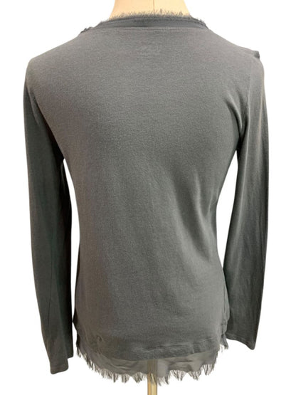 Size Medium LOGO Lori Goldstein Womens Gray Knit Shirt Long Sleeve