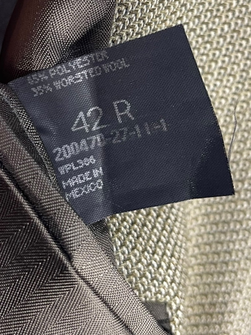 Size 46R Haggar Collections 2 Button Mens Sport Coat Olive Wool Blend