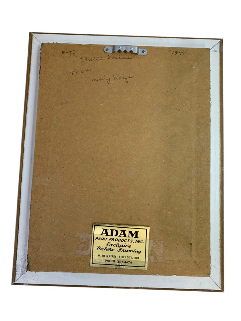 Vintage Framed Needlepoint Crewel Love Floral Wreath Wall Hanging 9.5" x 7.5"