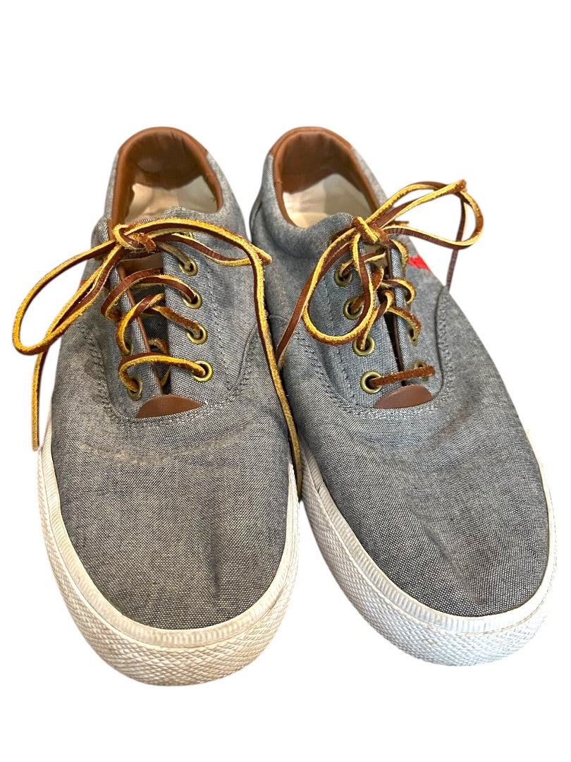 Size 11D Polo Ralph Lauren Mens Vaughn Lace Up Gray Canvas Shoes