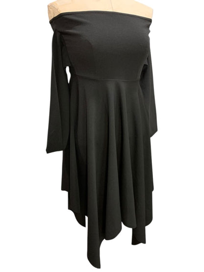 Size 6 Quiz Black Off Shoulder Dress New Hanky Hem Arm Drape