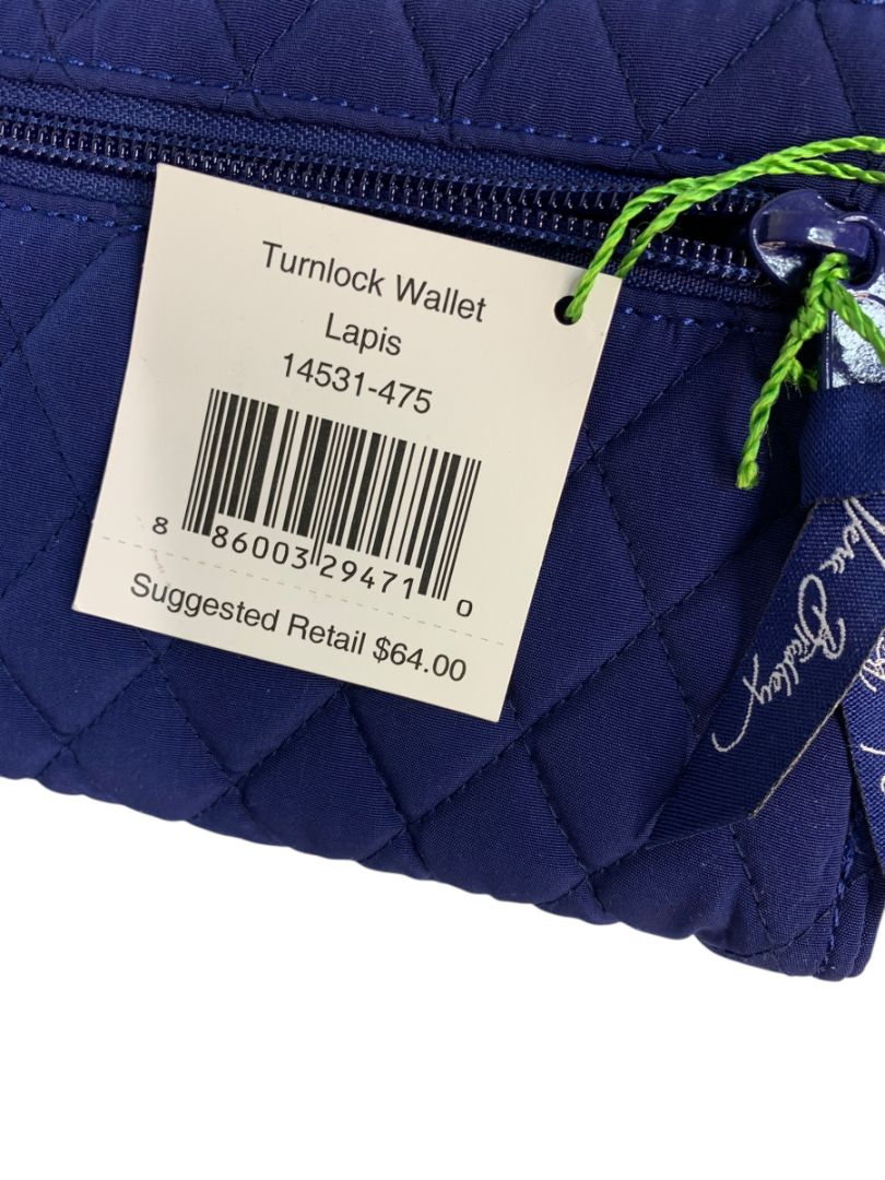 Vera Bradley New Turnlock Wallet Lapis Blue 14531-475 8" x 4.5"
