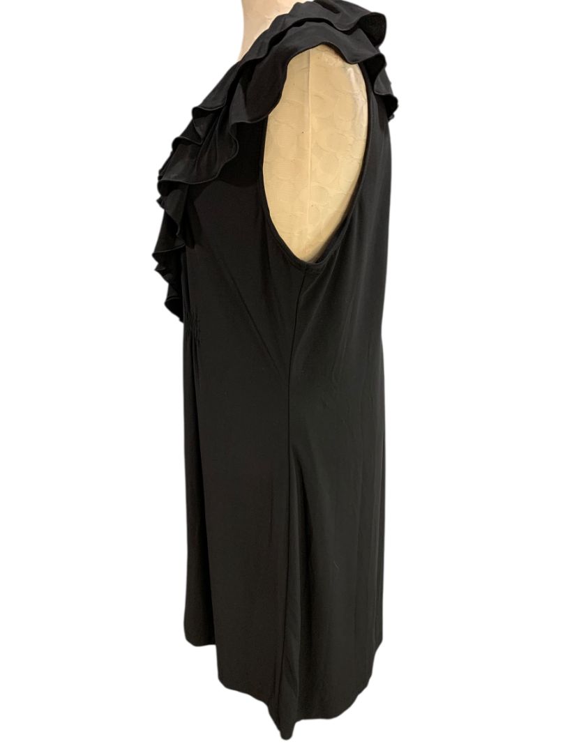 XL Tiana B Black Dress V-Neck Ruffle Sleeveless Polyester Blend
