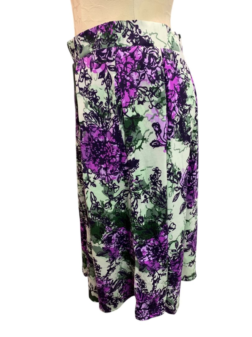 Small LulaRoe Madison Skirt Flare Pockets Green Purple