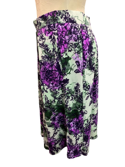 Small LulaRoe Madison Skirt Flare Pockets Green Purple