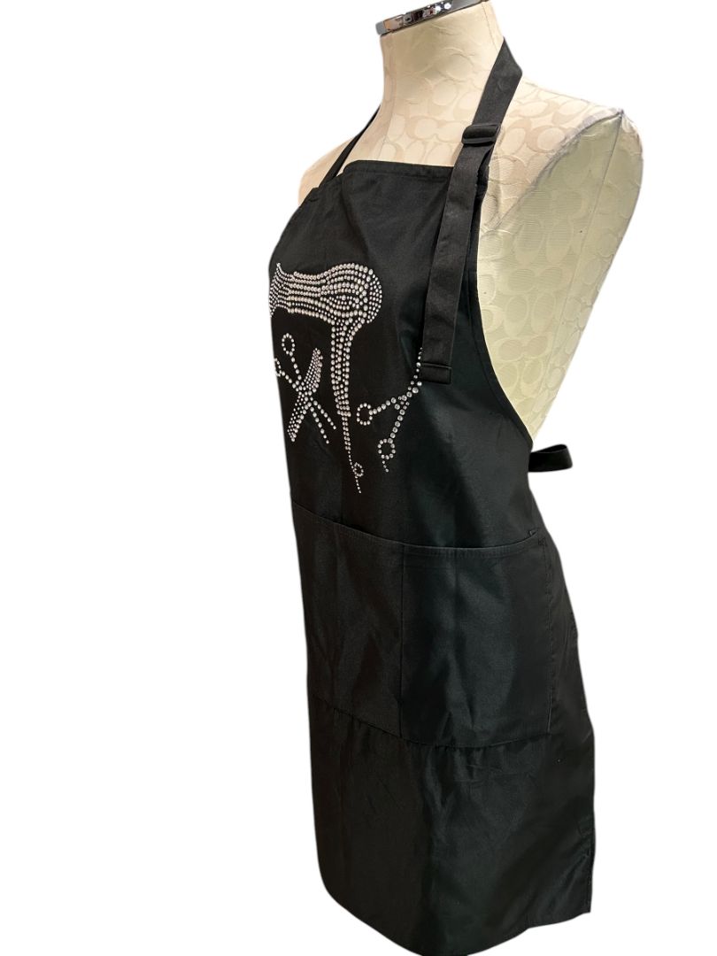 Hair Stylist Apron Embellished New Pockets Black Backed Lined