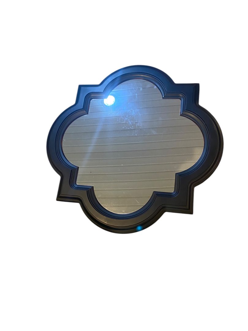 Wall Mirror Quatrefoil Moroccan Style Black Finish 30" x 30"