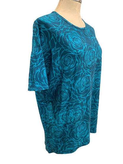 Size XXS LulaRoe Womens Tunic Tshirt Hi Lo Hem Teal Floral