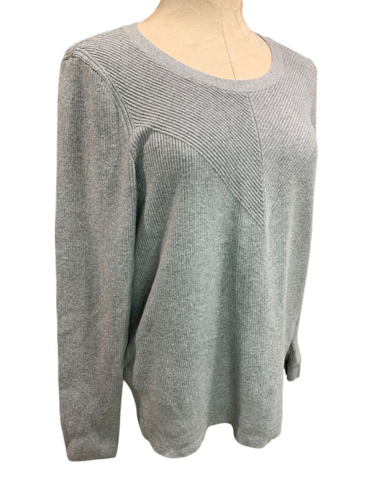 Size Large Talbots Womens Gray Sweater Ribbed Cotton Blend