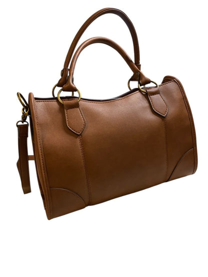 Frye & Co Brown Vegan Leather Satchel Hanbag Removable Shoulder Strap