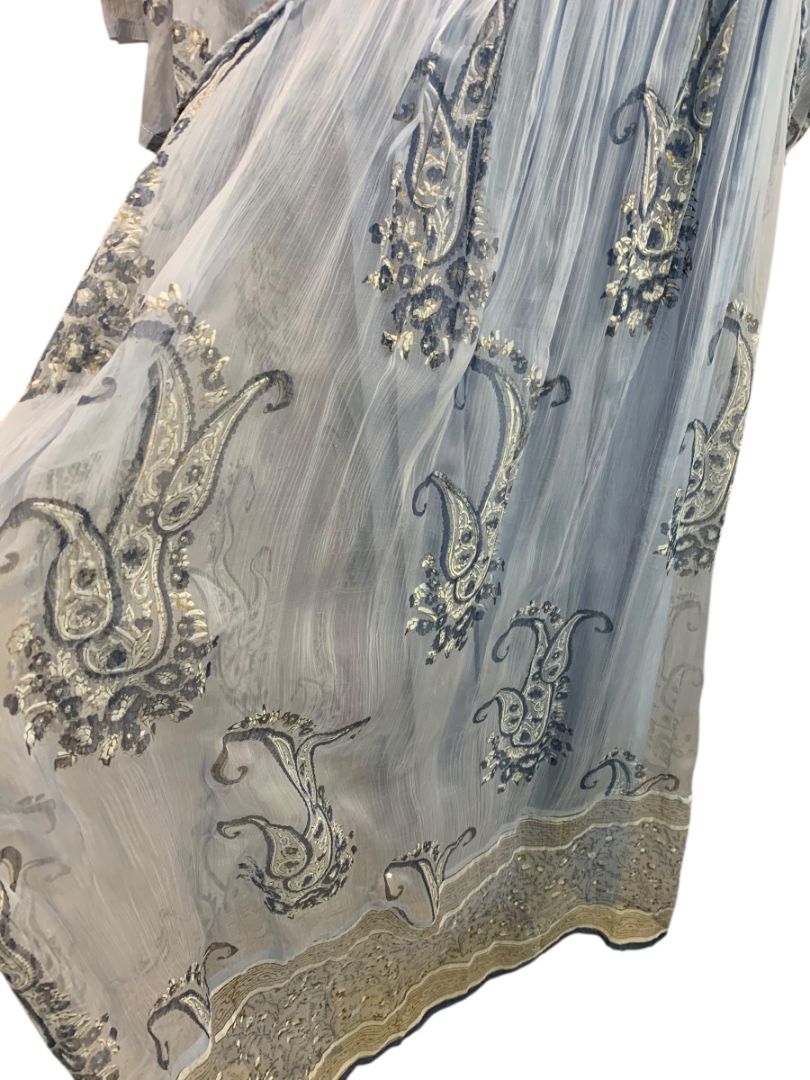 Size XXL Novica Blue Printed Elegant Entrance New Embellished Sequin