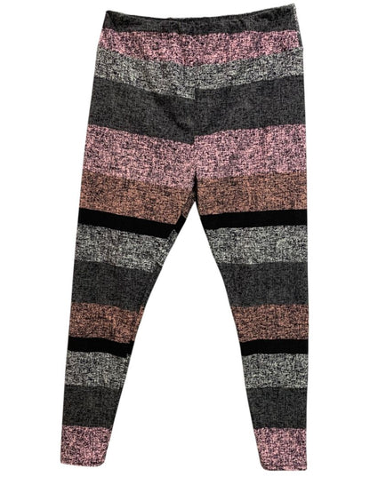 Tall & Curvy LulaRoe Womens Pink Gray Striped Leggings Plus Size