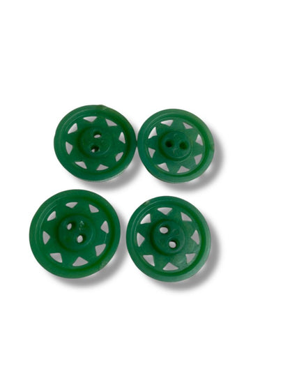 Lot of 4 Green Midcentury Buttons Acrylic Sun Design .8" (20mm)