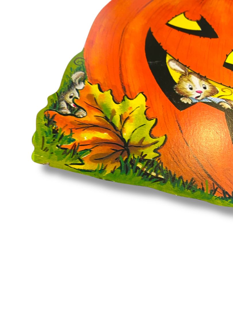 Vintage Halloween Diecut Decoration Mice Jack O Lantern 15"