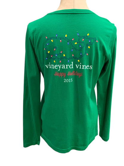 Medium Vineyard Vines Womens Holiday 2015 Green Long Sleeve Tshirt