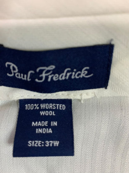 37R Paul Frederick Black Pleated Dress Pants Mens Wool Stretch Hemmed New