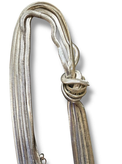 New Silvertone Snake Chain Adjustable Necklace Shiny 20" Drop