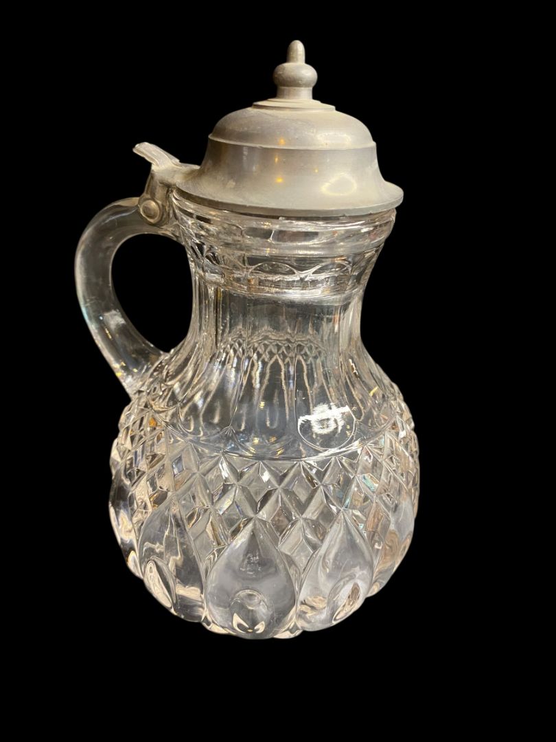 Victorian Style Pattern Glass Syrup Pitcher Vintage Creamer 6.5"